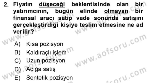 Türev Araçlar Dersi 2016 - 2017 Yılı 3 Ders Sınav Soruları 2. Soru