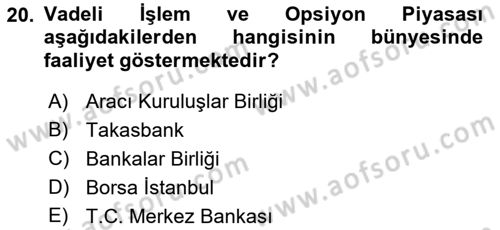 Türev Araçlar Dersi 2016 - 2017 Yılı 3 Ders Sınav Soruları 20. Soru