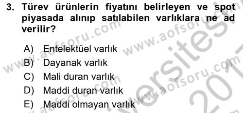 Türev Araçlar Dersi 2016 - 2017 Yılı 3 Ders Sınav Soruları 3. Soru