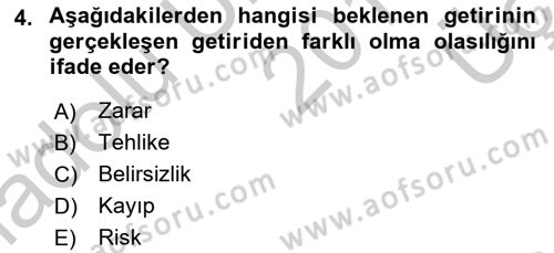 Türev Araçlar Dersi 2016 - 2017 Yılı 3 Ders Sınav Soruları 4. Soru