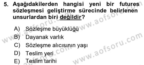 Türev Araçlar Dersi 2016 - 2017 Yılı 3 Ders Sınav Soruları 5. Soru