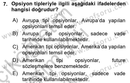Türev Araçlar Dersi 2016 - 2017 Yılı 3 Ders Sınav Soruları 7. Soru