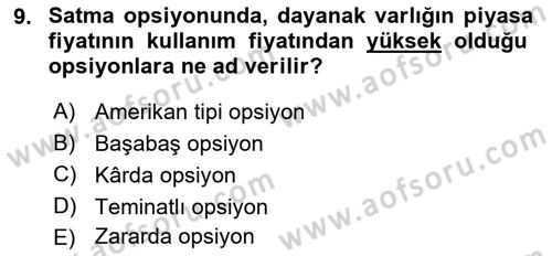 Türev Araçlar Dersi 2016 - 2017 Yılı 3 Ders Sınav Soruları 9. Soru