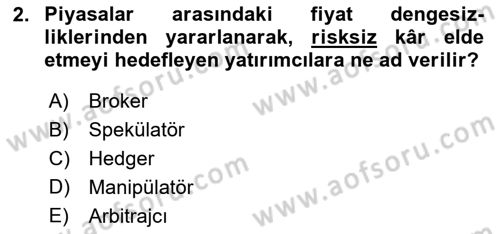 Türev Araçlar Dersi 2016 - 2017 Yılı (Vize) Ara Sınav Soruları 2. Soru