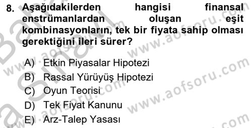 Türev Araçlar Dersi 2016 - 2017 Yılı (Vize) Ara Sınav Soruları 8. Soru