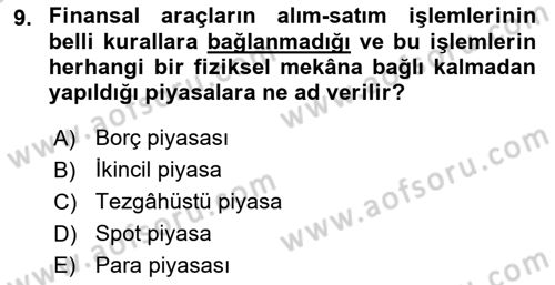 Türev Araçlar Dersi 2016 - 2017 Yılı (Vize) Ara Sınav Soruları 9. Soru