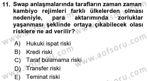 Türev Araçlar Dersi 2016 - 2017 Yılı (Final) Dönem Sonu Sınav Soruları 11. Soru