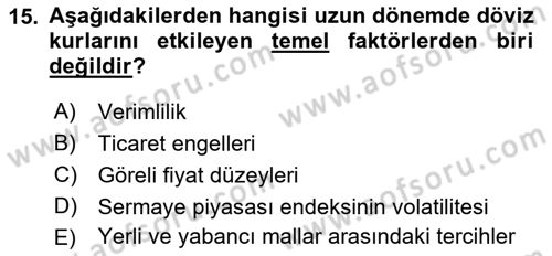 Türev Araçlar Dersi 2016 - 2017 Yılı (Final) Dönem Sonu Sınav Soruları 15. Soru