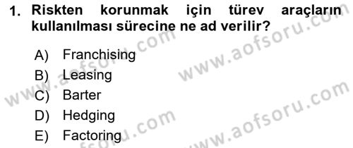 Türev Araçlar Dersi 2017 - 2018 Yılı 3 Ders Sınav Soruları 1. Soru