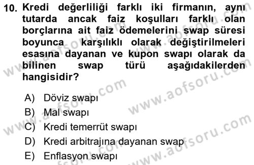 Türev Araçlar Dersi 2017 - 2018 Yılı 3 Ders Sınav Soruları 10. Soru