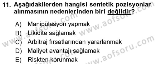 Türev Araçlar Dersi 2017 - 2018 Yılı 3 Ders Sınav Soruları 11. Soru
