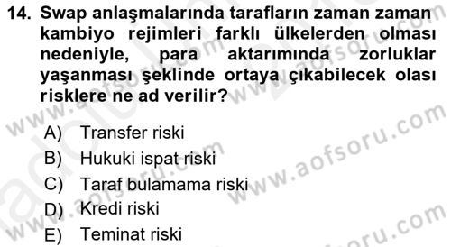 Türev Araçlar Dersi 2017 - 2018 Yılı 3 Ders Sınav Soruları 14. Soru