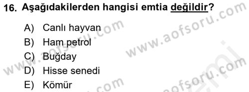 Türev Araçlar Dersi 2017 - 2018 Yılı 3 Ders Sınav Soruları 16. Soru