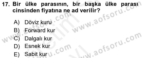 Türev Araçlar Dersi 2017 - 2018 Yılı 3 Ders Sınav Soruları 17. Soru