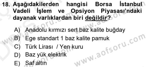 Türev Araçlar Dersi 2017 - 2018 Yılı 3 Ders Sınav Soruları 18. Soru