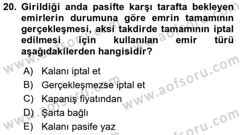 Türev Araçlar Dersi 2017 - 2018 Yılı 3 Ders Sınav Soruları 20. Soru