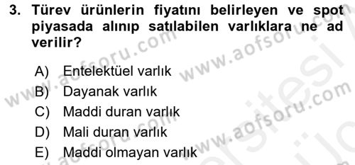 Türev Araçlar Dersi 2017 - 2018 Yılı 3 Ders Sınav Soruları 3. Soru