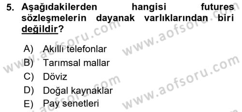 Türev Araçlar Dersi 2017 - 2018 Yılı 3 Ders Sınav Soruları 5. Soru