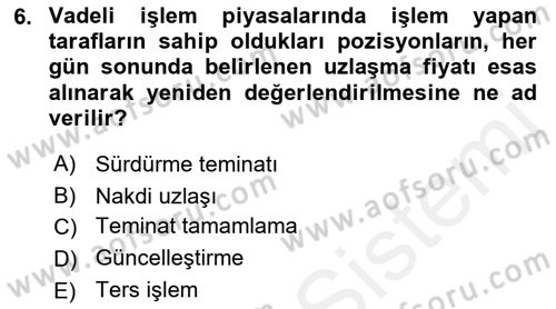 Türev Araçlar Dersi 2017 - 2018 Yılı 3 Ders Sınav Soruları 6. Soru