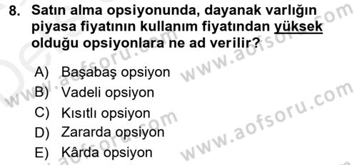 Türev Araçlar Dersi 2017 - 2018 Yılı 3 Ders Sınav Soruları 8. Soru