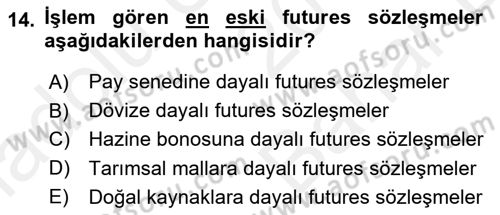 Türev Araçlar Dersi 2017 - 2018 Yılı (Vize) Ara Sınav Soruları 14. Soru
