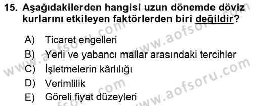 Türev Araçlar Dersi 2017 - 2018 Yılı (Final) Dönem Sonu Sınav Soruları 15. Soru