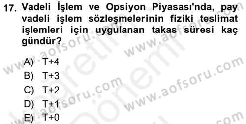 Türev Araçlar Dersi 2017 - 2018 Yılı (Final) Dönem Sonu Sınav Soruları 17. Soru