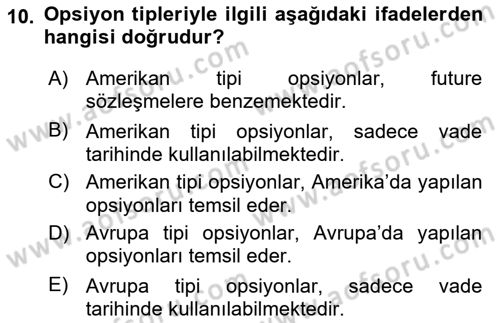 Türev Araçlar Dersi 2018 - 2019 Yılı 3 Ders Sınav Soruları 10. Soru