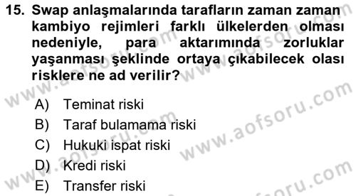 Türev Araçlar Dersi 2018 - 2019 Yılı 3 Ders Sınav Soruları 15. Soru
