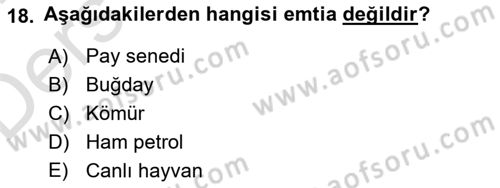 Türev Araçlar Dersi 2018 - 2019 Yılı 3 Ders Sınav Soruları 18. Soru