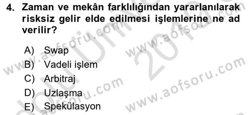 Türev Araçlar Dersi 2018 - 2019 Yılı 3 Ders Sınav Soruları 4. Soru