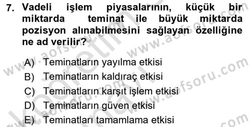 Türev Araçlar Dersi 2018 - 2019 Yılı 3 Ders Sınav Soruları 7. Soru