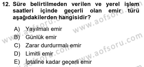 Türev Araçlar Dersi 2018 - 2019 Yılı (Vize) Ara Sınav Soruları 12. Soru