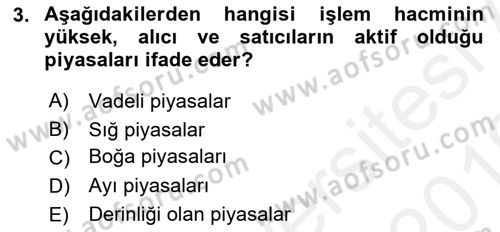 Türev Araçlar Dersi 2018 - 2019 Yılı (Vize) Ara Sınav Soruları 3. Soru