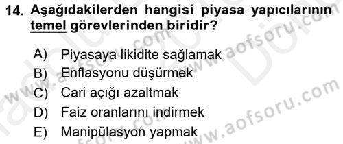 Türev Araçlar Dersi 2018 - 2019 Yılı (Final) Dönem Sonu Sınav Soruları 14. Soru