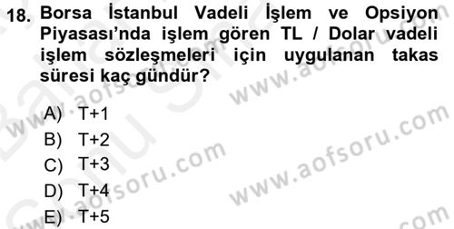 Türev Araçlar Dersi 2018 - 2019 Yılı (Final) Dönem Sonu Sınav Soruları 18. Soru