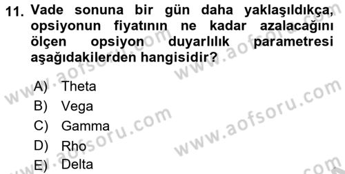 Türev Araçlar Dersi 2018 - 2019 Yılı Yaz Okulu Sınav Soruları 11. Soru