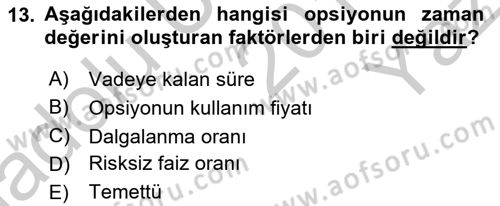 Türev Araçlar Dersi 2018 - 2019 Yılı Yaz Okulu Sınav Soruları 13. Soru