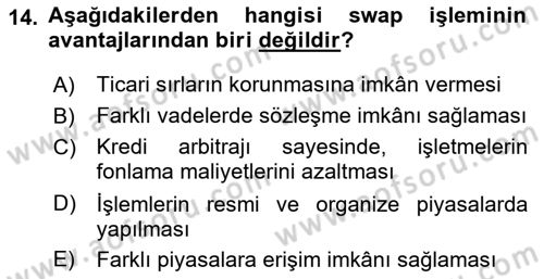 Türev Araçlar Dersi 2018 - 2019 Yılı Yaz Okulu Sınav Soruları 14. Soru