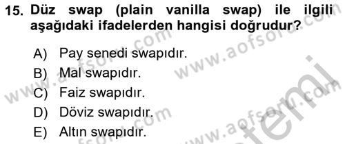 Türev Araçlar Dersi 2018 - 2019 Yılı Yaz Okulu Sınav Soruları 15. Soru