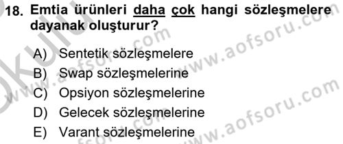 Türev Araçlar Dersi 2018 - 2019 Yılı Yaz Okulu Sınav Soruları 18. Soru