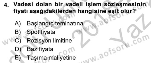 Türev Araçlar Dersi 2018 - 2019 Yılı Yaz Okulu Sınav Soruları 4. Soru