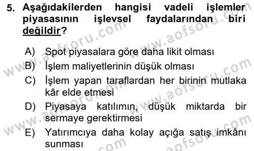 Türev Araçlar Dersi 2018 - 2019 Yılı Yaz Okulu Sınav Soruları 5. Soru