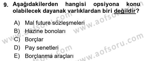 Türev Araçlar Dersi 2018 - 2019 Yılı Yaz Okulu Sınav Soruları 9. Soru