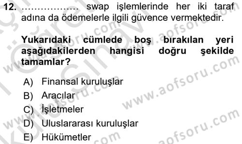 Türev Araçlar Dersi 2020 - 2021 Yılı Yaz Okulu Sınav Soruları 12. Soru