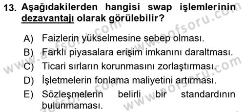 Türev Araçlar Dersi 2020 - 2021 Yılı Yaz Okulu Sınav Soruları 13. Soru