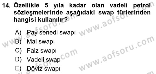 Türev Araçlar Dersi 2020 - 2021 Yılı Yaz Okulu Sınav Soruları 14. Soru