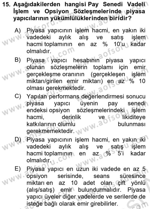 Türev Araçlar Dersi 2020 - 2021 Yılı Yaz Okulu Sınav Soruları 15. Soru
