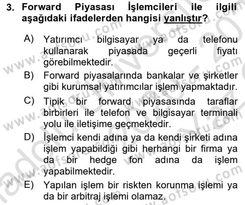 Türev Araçlar Dersi 2020 - 2021 Yılı Yaz Okulu Sınav Soruları 3. Soru