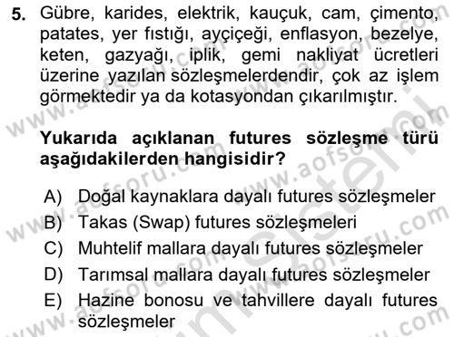 Türev Araçlar Dersi 2020 - 2021 Yılı Yaz Okulu Sınav Soruları 5. Soru